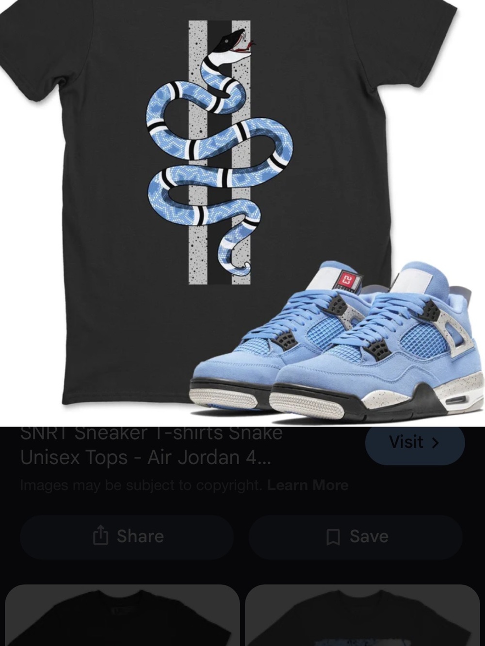 Black Tee with Blue Snake Graphic